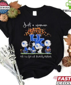 Peanuts Characters Just A Woman Who Loves Fall And Kentucky Wildcats Shirt