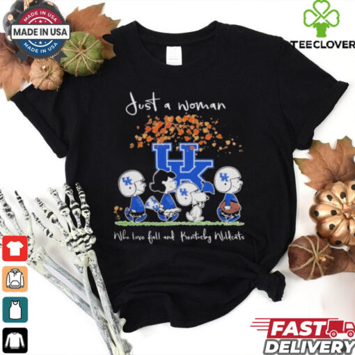 Peanuts Characters Just A Woman Who Loves Fall And Kentucky Wildcats Shirt