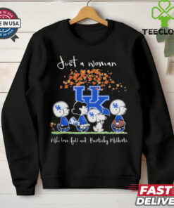 Peanuts Characters Just A Woman Who Loves Fall And Kentucky Wildcats Shirt