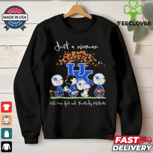 Peanuts Characters Just A Woman Who Loves Fall And Kentucky Wildcats Shirt