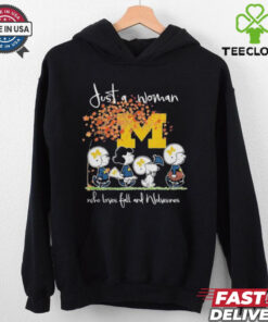 Peanuts Characters Just A Woman Who Loves Fall And Michigan Wolverines Shirt