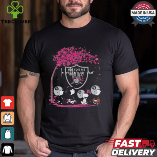 Peanuts Characters Las Vegas Raiders In October We Wear Pink 2024 Shirt