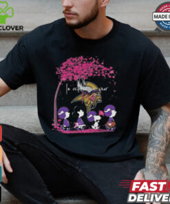 Peanuts Characters Minnesota Vikings In October We Wear Pink 2024 Shirt