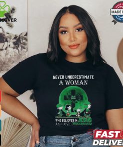 Peanuts Characters Never Underestimate A Woman Who Believes In Jesus And Loves Marshall Thundering Herd Shirt