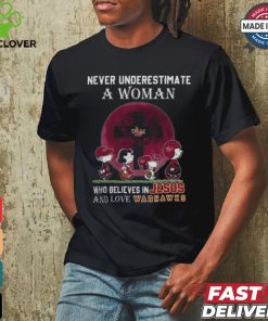 Peanuts Characters Never Underestimate A Woman Who Believes In Jesus And Loves ULM Warhawks Shirt