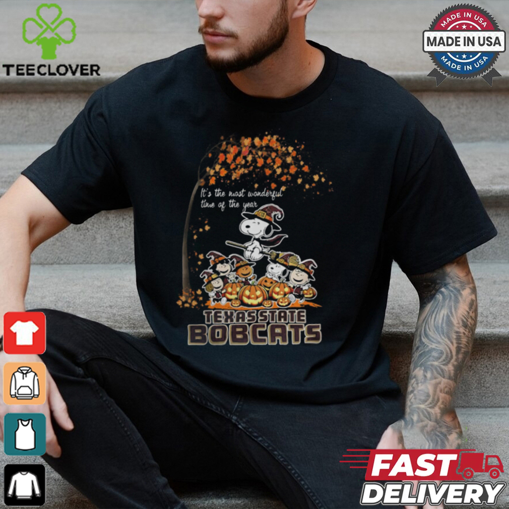 Peanuts Characters Texas State Bobcats Halloweens It’s The Most Wonderful Time Of The Year Shirt Peanuts Characters Texas State Bobcats Halloweens It’s The Most Wonderful Time Of The Year Shirt