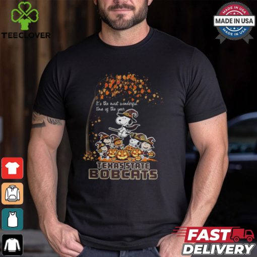 Peanuts Characters Texas State Bobcats Halloweens It’s The Most Wonderful Time Of The Year Shirt
