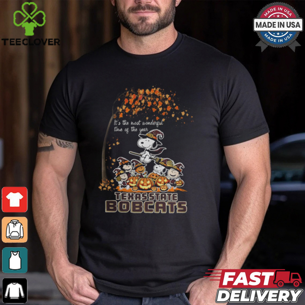 Peanuts Characters Texas State Bobcats Halloweens It’s The Most Wonderful Time Of The Year Shirt Peanuts Characters Texas State Bobcats Halloweens It’s The Most Wonderful Time Of The Year Shirt