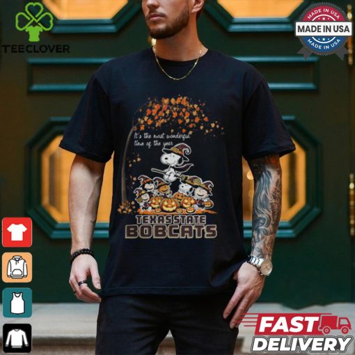 Peanuts Characters Texas State Bobcats Halloweens It’s The Most Wonderful Time Of The Year Shirt