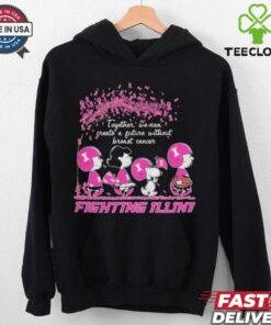 Peanuts Characters Together We Can Create A Future Without Breast Cancer Snoopy Illinois Fighting Illini Shirt