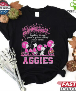 Peanuts Characters Together We Can Create A Future Without Breast Cancer Snoopy Texas A&M Aggies Shirt