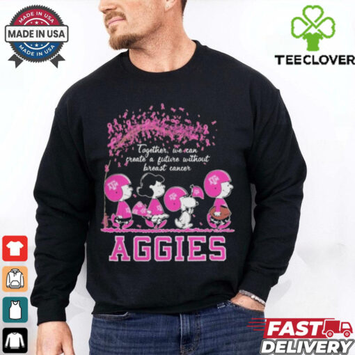 Peanuts Characters Together We Can Create A Future Without Breast Cancer Snoopy Texas A&M Aggies Shirt