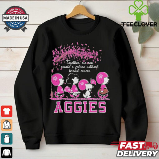 Peanuts Characters Together We Can Create A Future Without Breast Cancer Snoopy Texas A&M Aggies Shirt