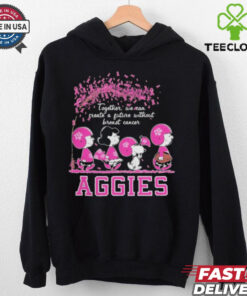 Peanuts Characters Together We Can Create A Future Without Breast Cancer Snoopy Texas A&M Aggies Shirt