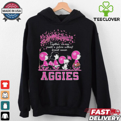 Peanuts Characters Together We Can Create A Future Without Breast Cancer Snoopy Texas A&M Aggies Shirt