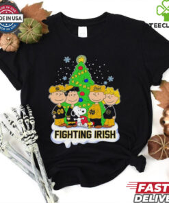 Peanuts Characters X Notre Dame Fighting Irish Merry Christmas Shirt