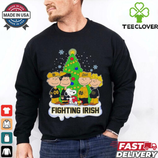 Peanuts Characters X Notre Dame Fighting Irish Merry Christmas Shirt