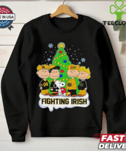 Peanuts Characters X Notre Dame Fighting Irish Merry Christmas Shirt