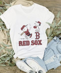 Peanuts Charlie Brown And Snoopy Playing Baseball Boston Red Sox T Shirt