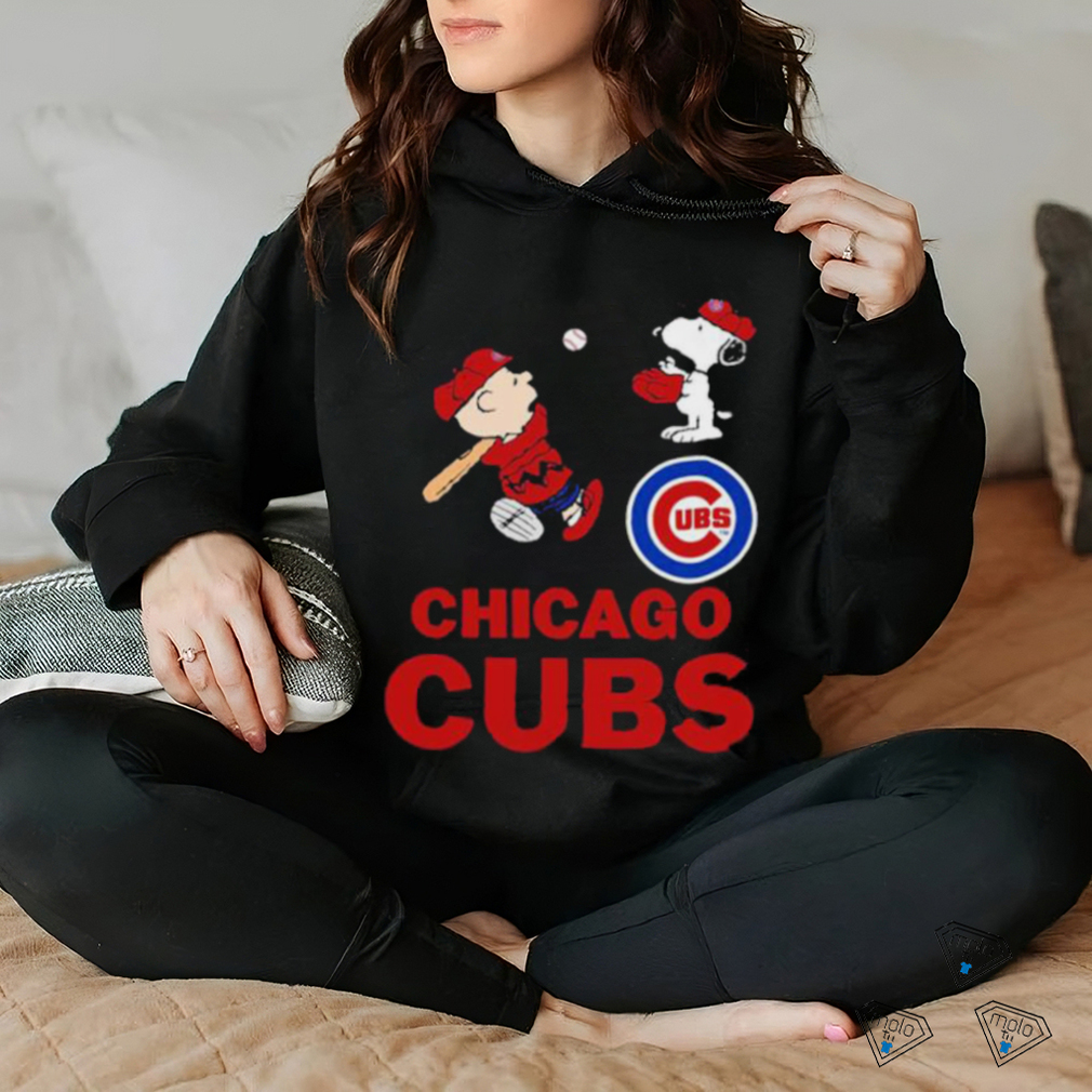 Charlie Brown and Snoopy Chicago Cubs playing baseball shirt