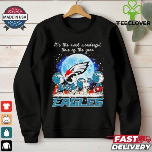 Peanuts Eagles it’s the most wonderful time of the year Christmas shirt