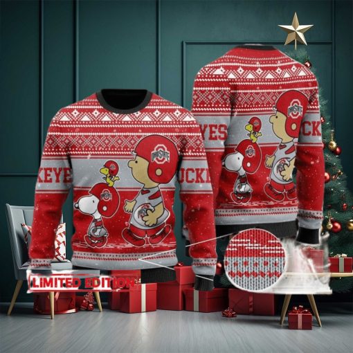 Peanuts Family Snoopy Cartoon Christmas Holiday 2023 For Man And Women Ohio State Buckeyes Ugly Sweater