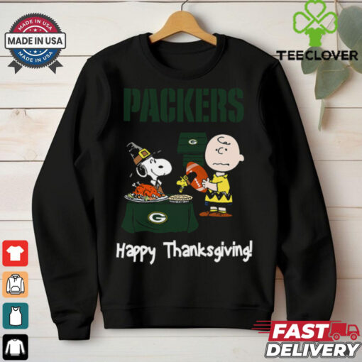 Peanuts Green Bay Packers Football Happy Thanksgiving T Shirt