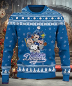 Peanuts Los Angeles Dodgers Blue Ugly Christmas Sweater