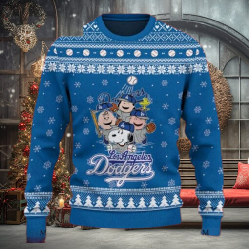 Peanuts Los Angeles Dodgers Blue Ugly Christmas Sweater