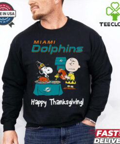 Peanuts Miami Dolphins Football Happy Thanksgiving T Shirt