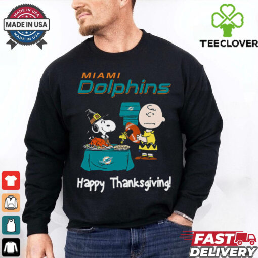 Peanuts Miami Dolphins Football Happy Thanksgiving T Shirt