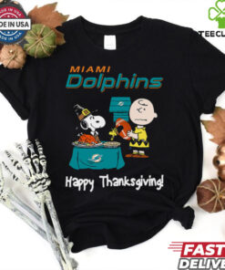 Peanuts Miami Dolphins Football Happy Thanksgiving T Shirt