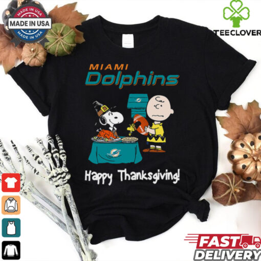 Peanuts Miami Dolphins Football Happy Thanksgiving T Shirt