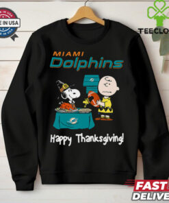Peanuts Miami Dolphins Football Happy Thanksgiving T Shirt