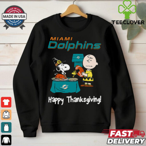 Peanuts Miami Dolphins Football Happy Thanksgiving T Shirt