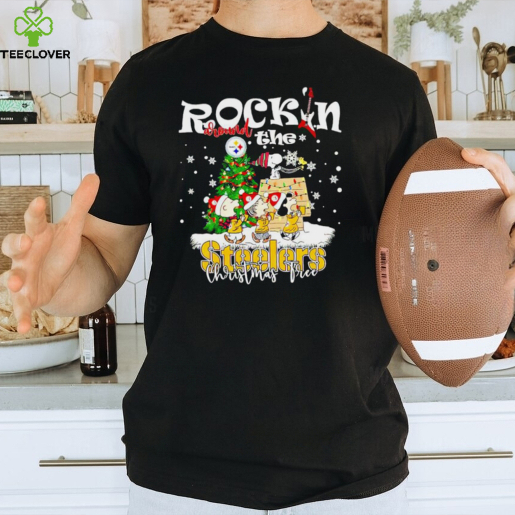 Peanuts NFL Pittsburgh Steelers Rockin Around Christmas Tree shirt Peanuts NFL Pittsburgh Steelers Rockin Around Christmas Tree shirt