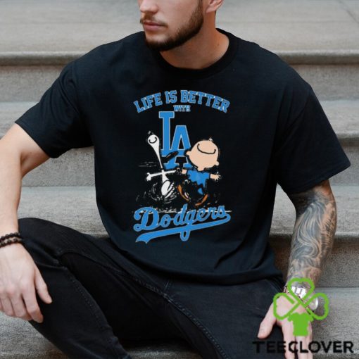 Peanuts Snoopy And Charlie Brown Life Is Better With Los Angeles Dodgers Shirt