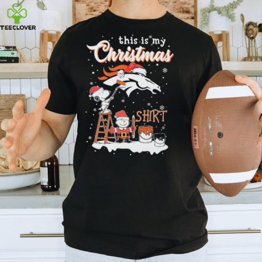 Peanuts Snoopy And Charlie Brown Wall Paint Denver Broncos This Is My Christmas Shirt