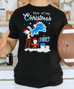 Peanuts Snoopy And Charlie Brown Wall Paint Detroit Lions This Is My Christmas Shirt