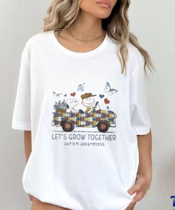 Peanuts Snoopy And Charlie Browns Lets’ Grow Together Autism Awareness Shirt