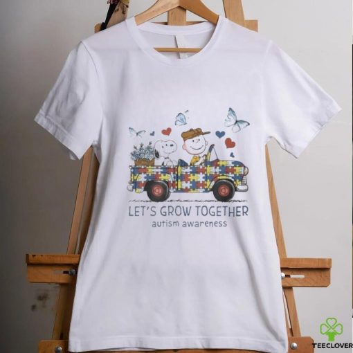 Peanuts Snoopy And Charlie Browns Lets’ Grow Together Autism Awareness Shirt