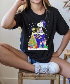 Peanuts Snoopy And Woodstock Baltimore Ravens Merry Christmas Shirt