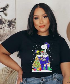 Peanuts Snoopy And Woodstock Baltimore Ravens Merry Christmas Shirt