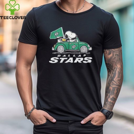 Peanuts Snoopy And Woodstock On Car Dallas Stars Hockey Shirt