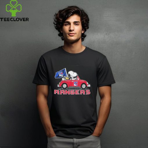 Peanuts Snoopy And Woodstock On Car New York Rangers Hockey Shirt