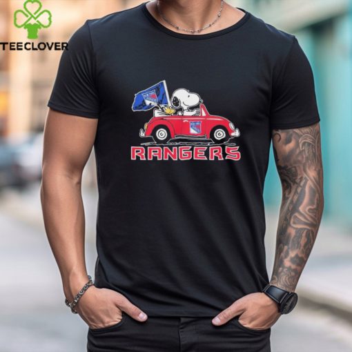 Peanuts Snoopy And Woodstock On Car New York Rangers Hockey Shirt