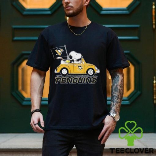 Peanuts Snoopy And Woodstock On Car Pittsburgh Penguins Hockey Shirt