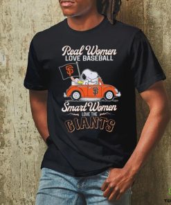 Peanuts Snoopy And Woodstock On Car Real Women Love Baseball Smart Women Love The San Francisco Giants Shirt