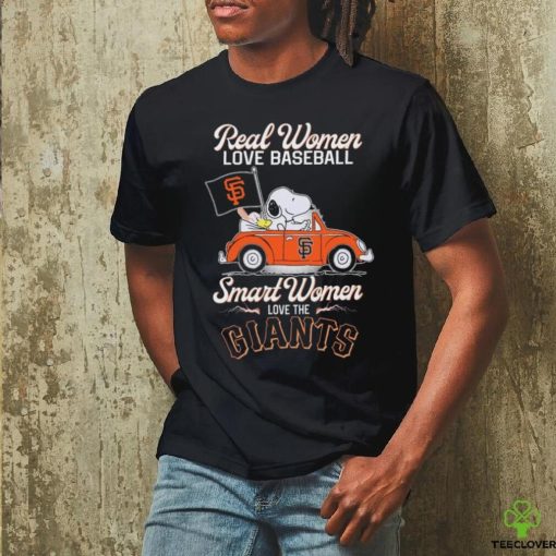 Peanuts Snoopy And Woodstock On Car Real Women Love Baseball Smart Women Love The San Francisco Giants Shirt