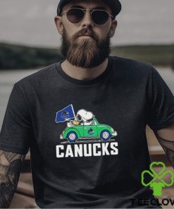 Peanuts Snoopy And Woodstock On Car Vancouver Canucks Hockey Shirt